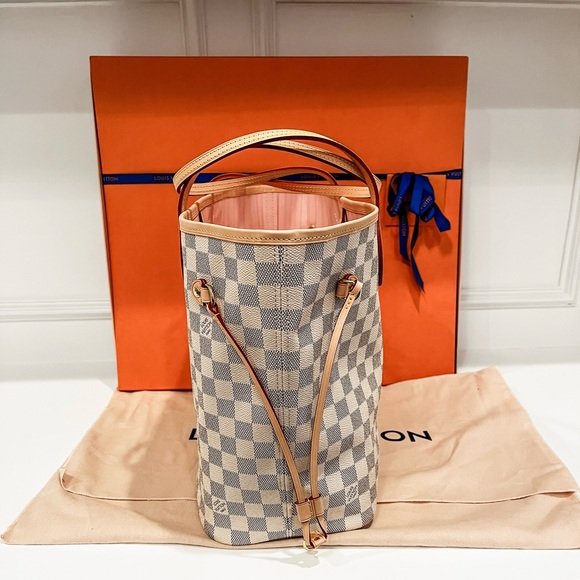 Beautiful LV Neverfull MM Damier Azur tote with rose ballerine interior 💕 - Picture 5 of 14